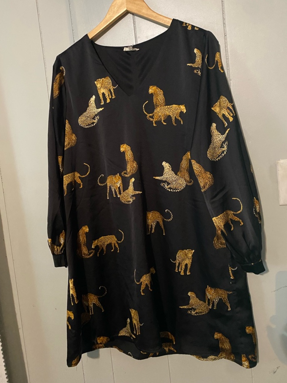 JODIFL Black Dress with Gold Leopard Print